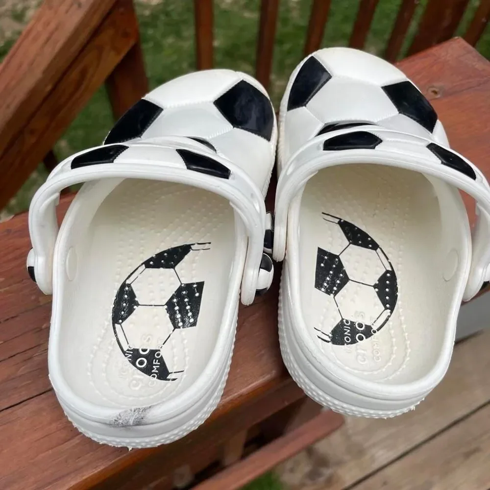 Toddler 9 Crocs Soccer Ball Water shoes Clogs